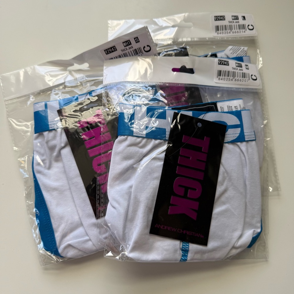 Andrew Christian jock THICK white cyan blue 31 32 33 34 35 36 37 38 gay queerNWT - Picture 8 of 16